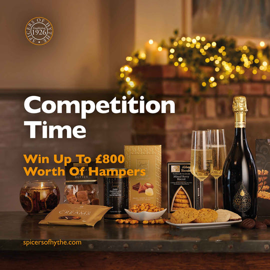 Charity hamper competition graphic from Spicers of Hythe, depicting the value of the prizes at Spicers of Hythe